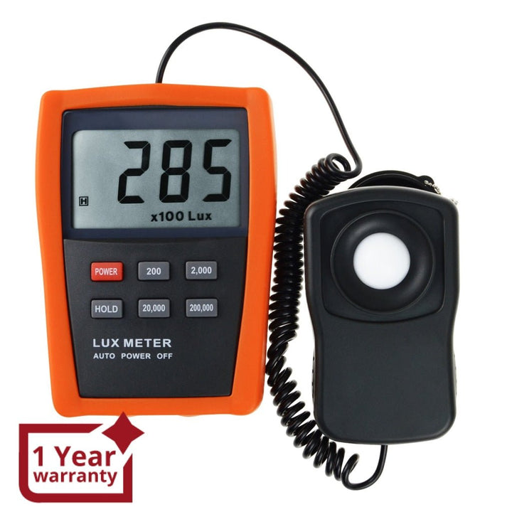 ILLX-149 Professional Digital Lux/ Light Level Meter 1~200,000 Lux Luminometer Illuminance Meter, 4 Ranges Tester with Photodiode and Filter Sensor + Data HOLD Function - Instrulife