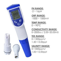 ILWQ-19 6-in-1 Water Tester Combo Pen pH, ORP, EC, TDS, Salinity, & Temperature - Instrulife