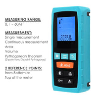 ILDM-851 Digital Laser Distance Meter Measure Area Volume Pythagoras 60m/197ft Range Finder - Instrulife