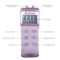 ILMA-818 Professional Digital Differential Air Pressure Manometer Gauge - Instrulife