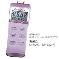 ILMA-818 Professional Digital Differential Air Pressure Manometer Gauge - Instrulife