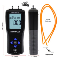 ILMA-334 Digital Manometer Portable Air Vacuum / Gas Pressure Gauge Meter 12 Measurement Units with Backlight and Data storage Function Sing Pipe or Differential Pressure of 1-2 Pipes Detection - Instrulife