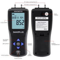 ILMA-334 Digital Manometer Portable Air Vacuum / Gas Pressure Gauge Meter 12 Measurement Units with Backlight and Data storage Function Sing Pipe or Differential Pressure of 1-2 Pipes Detection - Instrulife