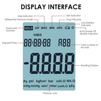 ILMA-334 Digital Manometer Portable Air Vacuum / Gas Pressure Gauge Meter 12 Measurement Units with Backlight and Data storage Function Sing Pipe or Differential Pressure of 1-2 Pipes Detection - Instrulife