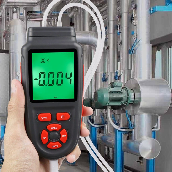 ILMA-346 Handheld Manometer Dual Differential Digital Gas Pressure Tester with Backlight 12 Selectable Units Air Pressure Gauge HVAC Tester with Data Storage Function - Instrulife