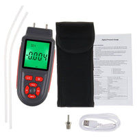 ILMA-346 Handheld Manometer Dual Differential Digital Gas Pressure Tester with Backlight 12 Selectable Units Air Pressure Gauge HVAC Tester with Data Storage Function - Instrulife
