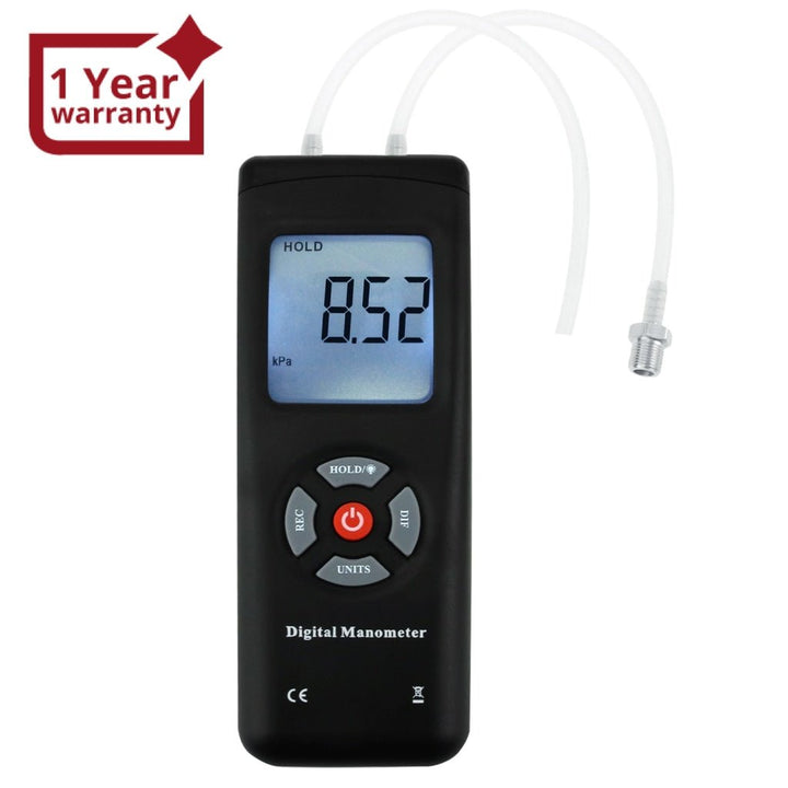 ILMA-186 Professional Digital Manometer, Portable Handheld Air Vacuum/ Gas Pressure Gauge Meter 11 Units with Backlight, ±13.78kPa ±2PSI, Suitable for Differential Pressure of 1-2 Pipes, Ventilation, Air Condition System Measurement - Instrulife