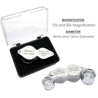 ILJL-855 Mini Portable 2 in 1 Jeweler's Loupe 10X & 20X Magnifier Dual Lens - Instrulife