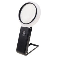 ILJL-362 Multifunction Magnifier Double Lens 10x and 25x Magnification with AC/DC Power 5LED and 2UV Light 90mm Optical Lens Handheld or Desktop Used - Instrulife