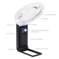 ILJL-362 Multifunction Magnifier Double Lens 10x and 25x Magnification with AC/DC Power 5LED and 2UV Light 90mm Optical Lens Handheld or Desktop Used - Instrulife