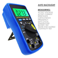 ILAU-210 Digital Auto Range Autoranging DMM Multimeter - DC AC Amp Volt Ohm Frequency Capaitance Temperature Meter Battery Tester, with Auto LCD Backlight, Overload Protection - Instrulife