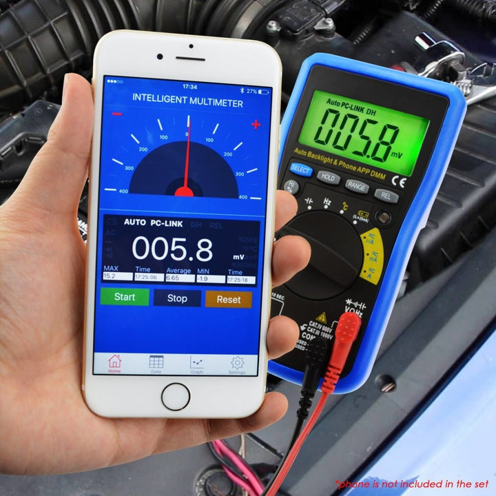 ILMU-212 Digital DMM Bluetooth Multimeter with iOS & Android Mobile App, AC DC voltage, AC DC current, Auto Range, Capacitance, Resistance, Frequency, Diode and Continuity Test, Duty Cycle, Temperature, Meter Tester - Instrulife