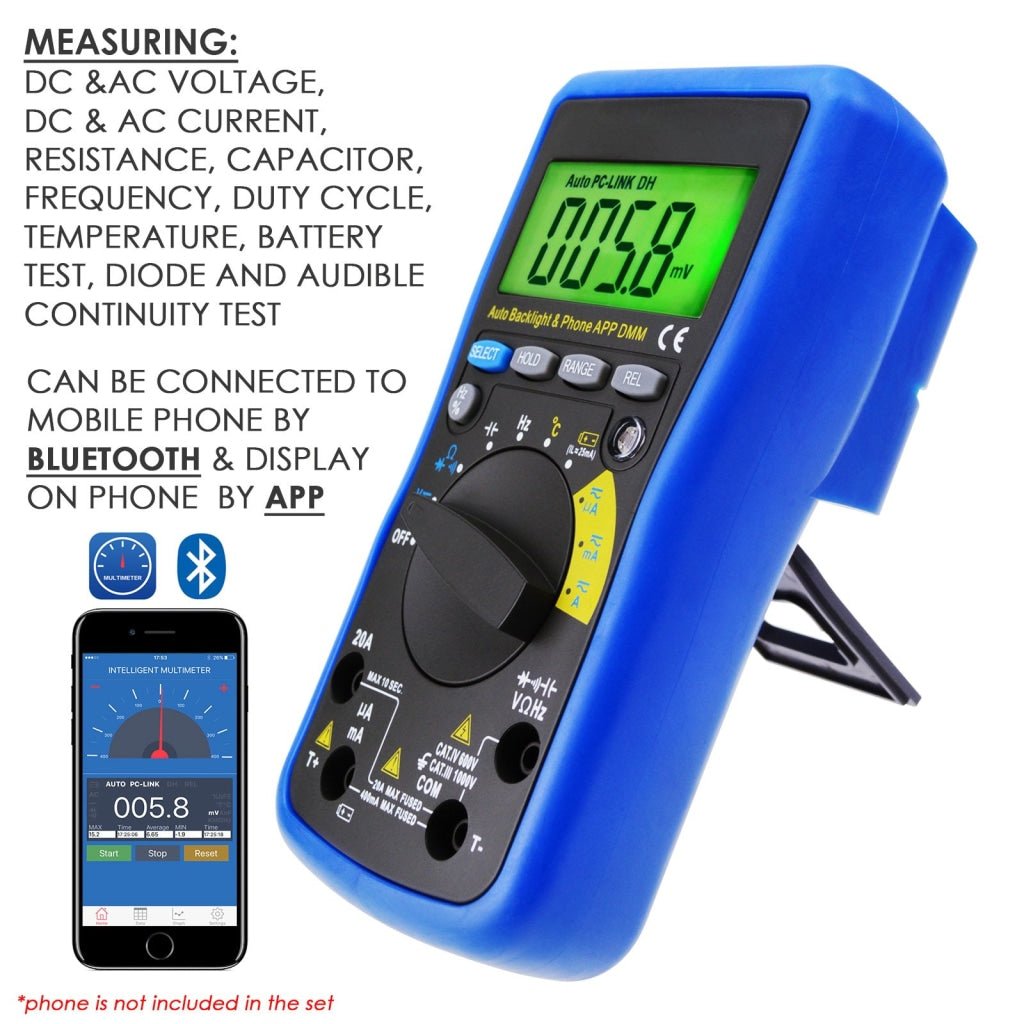 Multimeter Android ILMU-212 Digital DMM Bluetooth Multimeter with iOS & Android Mobile App ...