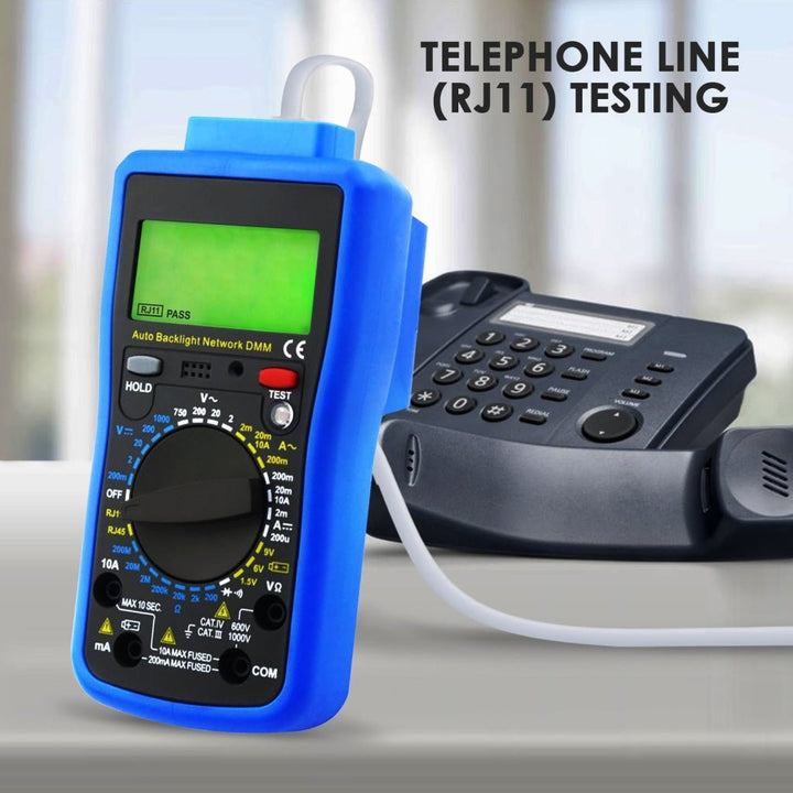ILMU-213 Network Digital Multimeter Tester Multi Meter, Telephone Line RJ11, Cable RJ45, AC DC Voltage, AC DC Current, Resistance, Diode Continuity Test, Battery Meter Tester - Instrulife