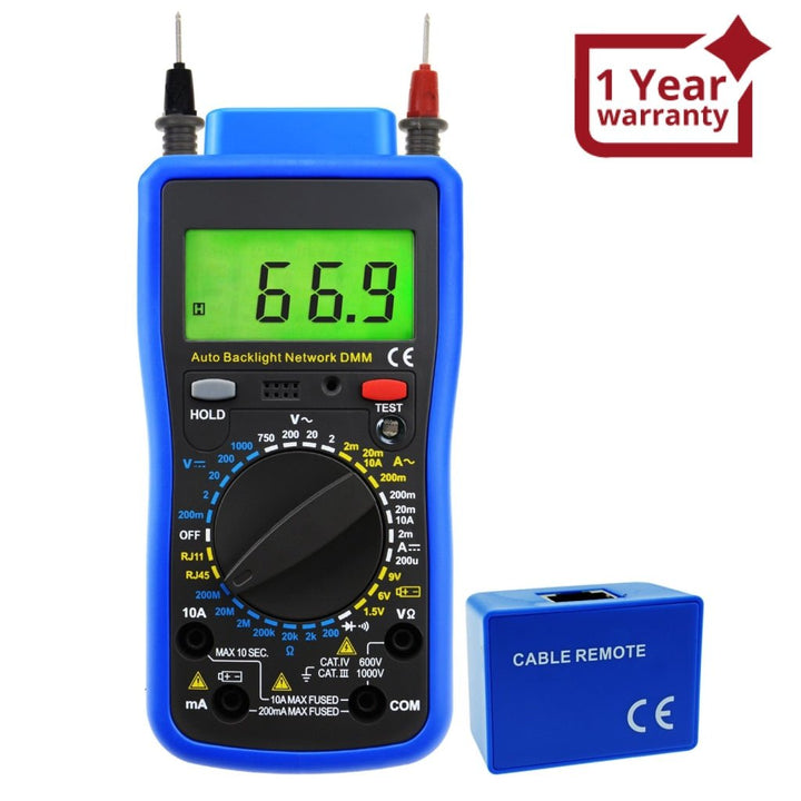 ILMU-213 Network Digital Multimeter Tester Multi Meter, Telephone Line RJ11, Cable RJ45, AC DC Voltage, AC DC Current, Resistance, Diode Continuity Test, Battery Meter Tester - Instrulife