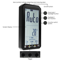 ILMU-318 Professional, 6000 Counts T-RMS Digital Multimeter for Electrical Measurement and Non-contact Voltage Detection, with Probes, Backlight, Flashlight and Protective Case - Instrulife