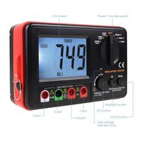 ILMU-351 Digital Insulation Tester Resistance Meter 250V / 500V / 1000V Output Voltage 750V AC Voltage Megohmmeter Large LCD Display with Blacklight and Buzzer Alarm - Instrulife