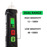 ILMU-363 Non-contact AC Voltage Detector Dual Range NCV Tester 12V-1000V / 48V-1000V Live and Null Wire Detection Electrical Tool Breakpoint Finder - Instrulife