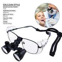 ILDL-769N 3.5x Magnification Dental Loupe, Galilean Style Nickel Alloy Frame, Dental Surgical Medical Binocular, 60mm Field of View + 55mm Depth of Field + 420mm Working Distance, Flip-Up Flexible Optical Glass Loupe Dentistry - Instrulife