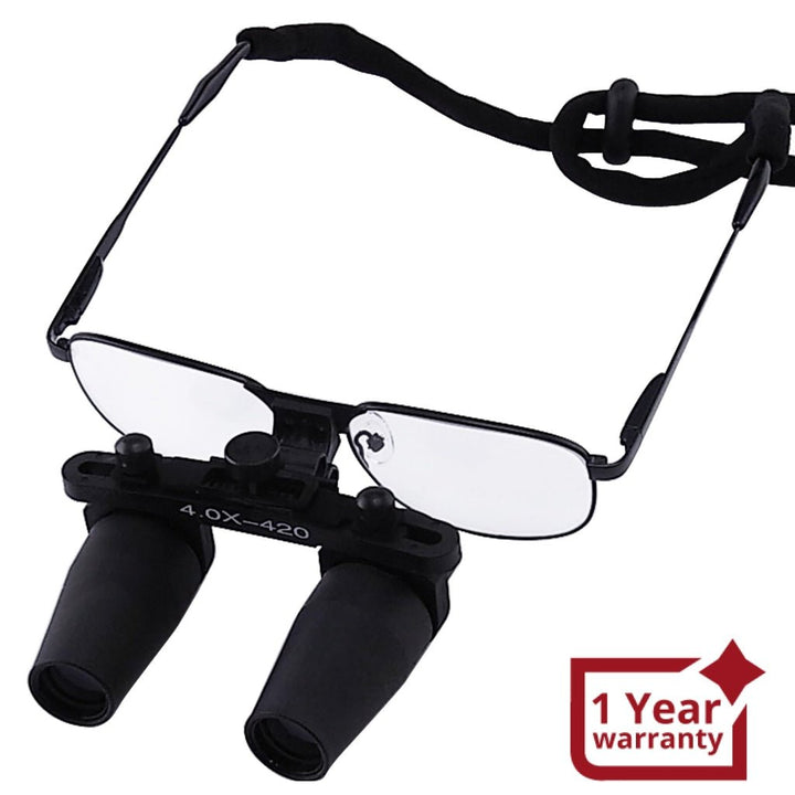 ILDL-849N 4.0x Magnification Dental Loupes, Prismatic Keplerian Style Nickel Alloy Frame, Dental Surgical Medical Binocular, 40mm Depth of Field+ 65mm Field of View+ 420mm Working Distance Loupe, Flip-Up Flexible Optical Glass Loupe Dentistry - Instrulife