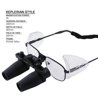 ILDL-849N 4.0x Magnification Dental Loupes, Prismatic Keplerian Style Nickel Alloy Frame, Dental Surgical Medical Binocular, 40mm Depth of Field+ 65mm Field of View+ 420mm Working Distance Loupe, Flip-Up Flexible Optical Glass Loupe Dentistry - Instrulife