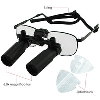 ILDL-770N 6.0x Magnification Dental Loupes, Prismatic Keplerian Style Nickel Alloy Frame, Dental Surgical Medical Binocular, 45mm Field of View+ 25mm Depth of Field Loupe+ 420mm Working Distance, Flip-Up Flexible Optical Glass Loupe Dentistry - Instrulife