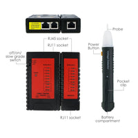 ILCT-710 Network Cable Testing Diagnostic Tool Kit Set- Ethernet LAN Cable Tester Wire Tracker Voltage Detector Punch Tool RJ45 RJ11 - Instrulife