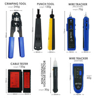 ILCT-710 Network Cable Testing Diagnostic Tool Kit Set- Ethernet LAN Cable Tester Wire Tracker Voltage Detector Punch Tool RJ45 RJ11 - Instrulife