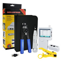 ILCT-711 Combo Set Network Cable Tester Tool Kit - Crimping Crimper Tool Punch Down Tool Wire Stripper Cutter, RJ45 RJ11 USB BNC Flat UTP Cat5 Cat6 Coax cable Stripping Universal Tool - Instrulife