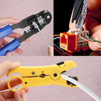 ILCT-711 Combo Set Network Cable Tester Tool Kit - Crimping Crimper Tool Punch Down Tool Wire Stripper Cutter, RJ45 RJ11 USB BNC Flat UTP Cat5 Cat6 Coax cable Stripping Universal Tool - Instrulife