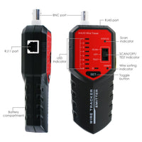 ILCT-712 RJ45 RJ11 BNC Wire Tracker Locator - Wire Sorting Hunting Circuit Status Checking Tracing STP UTP Network Telephone Coax Cable Tester Finder with Complete AC interference Rejection Error Locator Cable Mapping - Instrulife