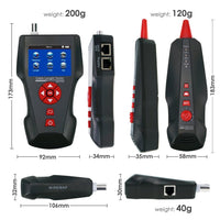 ILCT-182 Digital Cable Tester Wire Tracker RJ45 RJ11 BNC Cable Length, with FREE TF Card, Handheld Tester with 8 Remote Identifier PoE PING Data Storage Function and Port Flash - Instrulife