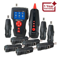 ILCT-182 Digital Cable Tester Wire Tracker RJ45 RJ11 BNC Cable Length, with FREE TF Card, Handheld Tester with 8 Remote Identifier PoE PING Data Storage Function and Port Flash - Instrulife