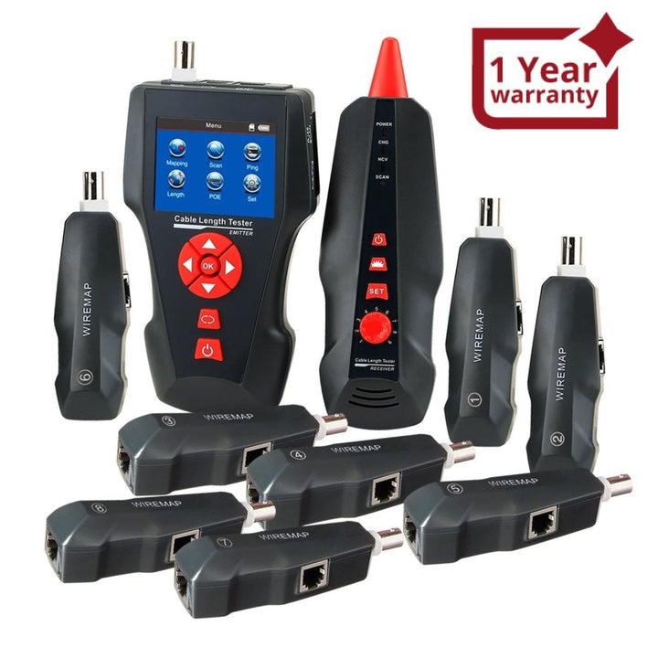ILCT-182 Digital Cable Tester Wire Tracker RJ45 RJ11 BNC Cable Length, with FREE TF Card, Handheld Tester with 8 Remote Identifier PoE PING Data Storage Function and Port Flash - Instrulife