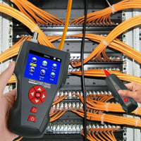 ILCT-182 Digital Cable Tester Wire Tracker RJ45 RJ11 BNC Cable Length, with FREE TF Card, Handheld Tester with 8 Remote Identifier PoE PING Data Storage Function and Port Flash - Instrulife