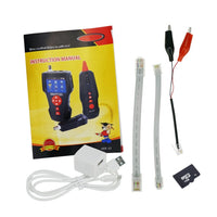ILCT-182 Digital Cable Tester Wire Tracker RJ45 RJ11 BNC Cable Length, with FREE TF Card, Handheld Tester with 8 Remote Identifier PoE PING Data Storage Function and Port Flash - Instrulife