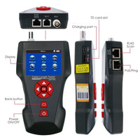 ILCT-182 Digital Cable Tester Wire Tracker RJ45 RJ11 BNC Cable Length, with FREE TF Card, Handheld Tester with 8 Remote Identifier PoE PING Data Storage Function and Port Flash - Instrulife