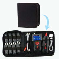 ILCT-182 Digital Cable Tester Wire Tracker RJ45 RJ11 BNC Cable Length, with FREE TF Card, Handheld Tester with 8 Remote Identifier PoE PING Data Storage Function and Port Flash - Instrulife