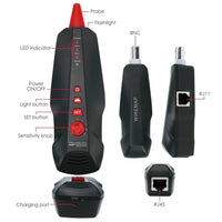ILCT-182 Digital Cable Tester Wire Tracker RJ45 RJ11 BNC Cable Length, with FREE TF Card, Handheld Tester with 8 Remote Identifier PoE PING Data Storage Function and Port Flash - Instrulife
