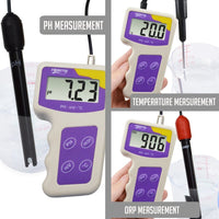 ILWQ-235 pH mV ORP Temperature 3 in 1 Redox Meter, Removable Electrode Portable Water Quality Tester Thermometer Analysis for Hydroponic Aquarium Fish Tank - Instrulife