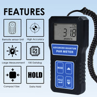 ILLX-380 Quantum PAR Meter Photo Synthetically Active Radiation PPFD Tester for Plant Lighting Horticulture, Research Study of Indoor and Outdoor Plants - Instrulife