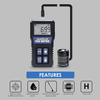 ILLX-414 Full-Spectrum Quantum PAR Meter Waterproof Sensor IP68 for Aquarium Reef Tank Plants PPFD Tester Indoor Plants, Garden, Farm, Hydroponics Photosynthetic Activity - Instrulife