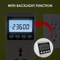 ILPM-282 Digital Power Meter Wattmeter Energy Consumption Meter Watt Voltage Current Frequency Electricity Usage Monitor Plug-in Socket Design - Instrulife