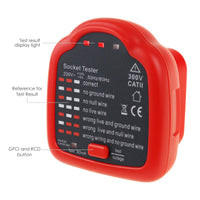 ILPM-348 Handheld Outlet Tester Polarity Detector with LED Light Test Result Indicator Socket Tester Power Socket Wiring Tool for GFCI Trip Current Standard Outlets Receptacles - Instrulife