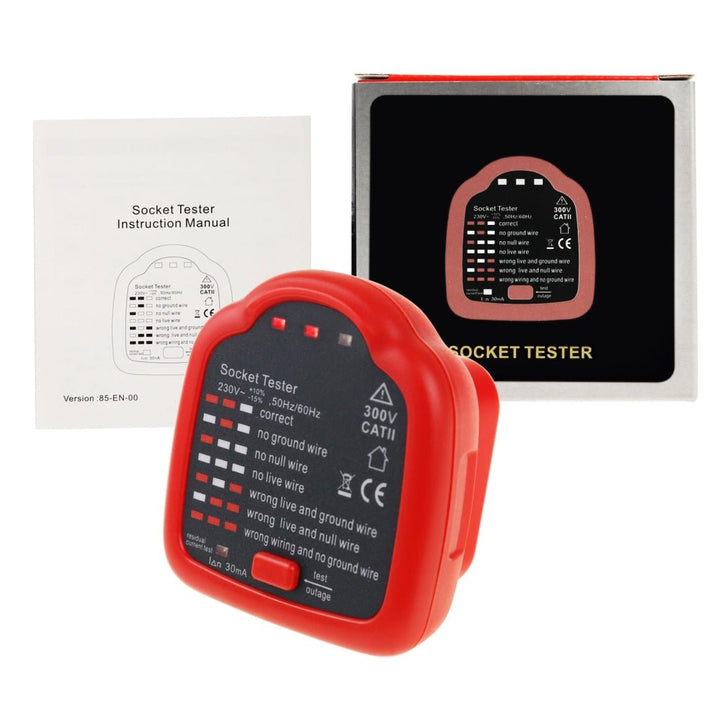 ILPM-348 Handheld Outlet Tester Polarity Detector with LED Light Test Result Indicator Socket Tester Power Socket Wiring Tool for GFCI Trip Current Standard Outlets Receptacles - Instrulife