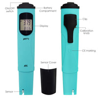 ILWQ-841 Digital Pen-type pH Meter Tester Thermometer Temperature 0.00-14.00 pH range - Instrulife
