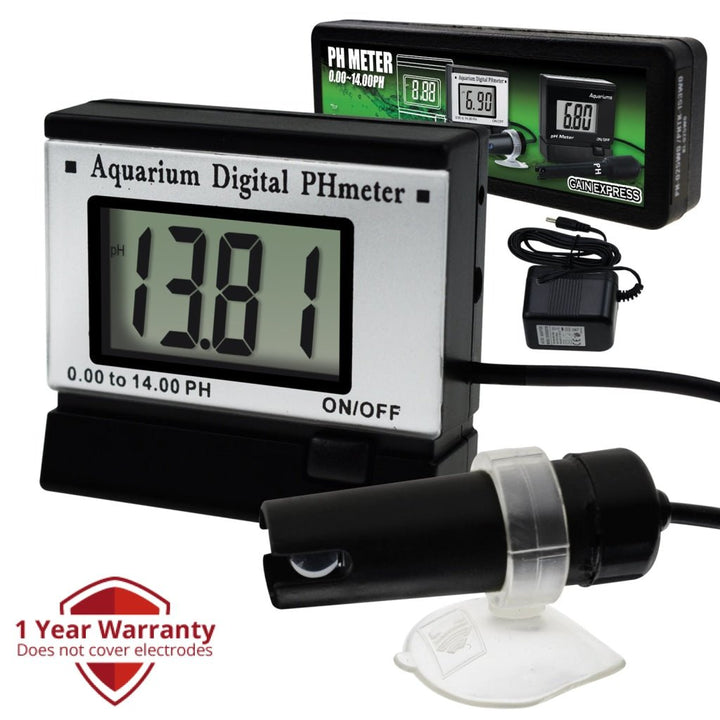 ILWQ-153 Digital pH Monitor Meter ATC 0.00~14.00pH w/ Power Adaptor & 1.5M Long Electrode Probe, Continuous Water Quality Monitoring Tester Kit Aquarium Hydroponics Spa Tank Pool Laboratories Portable - Instrulife
