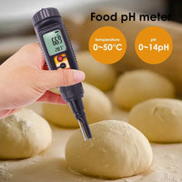 ILWQ-08 Digital Food PH Soil Meter w/ Temperature Measure Acidity Tester for Dough Meat Cheese Bread Fruit High Precision with ATC - Instrulife