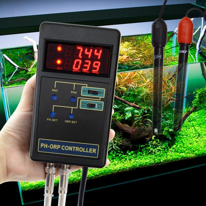 ILWQ-244 2 in 1 Digital pH & ORP Redox Controller with Separate Relays Replaceable Electrode BNC Type Probe Water Quality Monitor Tester for Aquarium Hydroponics Tank 14.00pH / 1999mV with Calibration Solution - Instrulife