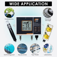 ILWQ-402 Dual Relay Digital pH Controller with Temperature Compensation UP and DOWN Adjustable Dosing for Aquarium, Hydroponics System and Indoor Plant Grow - Instrulife